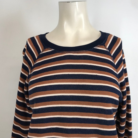 Madewell Striped Long Sleeve Raglan Pullover Sweatshirt Women Size S - Picture 2 of 8